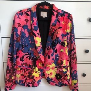 Loft Bright Floral Crepe Blazer